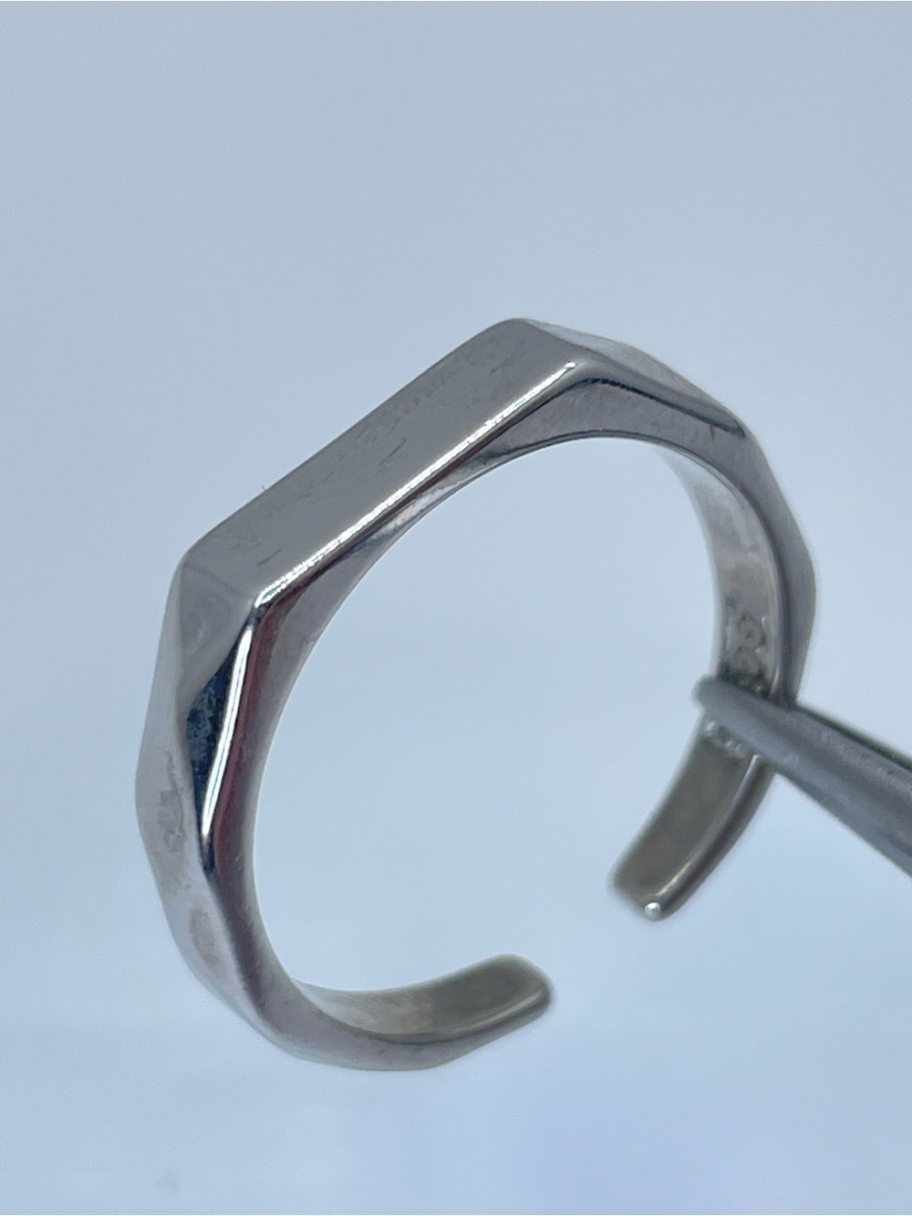 925 Sterling Silver Open Band Ring Sz 8 Minimalist Modern Geometric Stacking